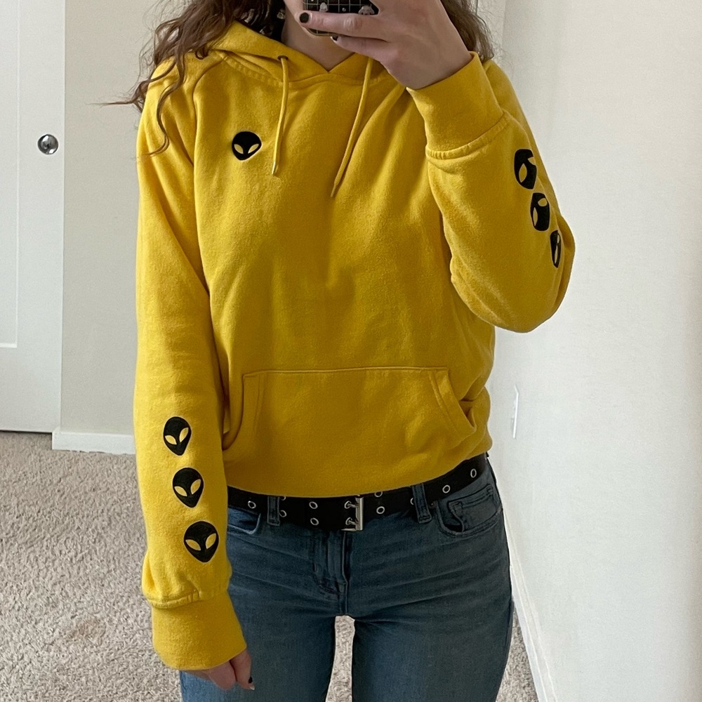 Yellow women’s alien hoodie — small